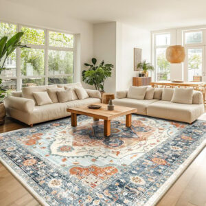 Modern printed rug with soft texture and anti-slip backing by bathmat manufacturer in india